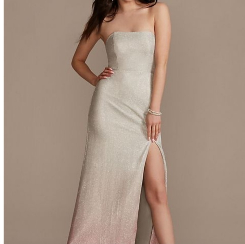 OMBRE METALLIC STRAPLESS DRESS